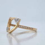 Anillo Trio Corazones 1.8gr / T6 3/4 / Dos Oros Amarillo Blanco 18K %