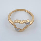 Anillo Trio Corazones 1.8gr / T6 3/4 / Dos Oros Amarillo Blanco 18K %
