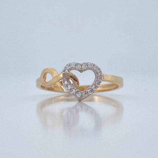 Anillo Corazon Infinito 1.55gr / T5 1/2 / Dos Oros Amarillo Blanco 18K %