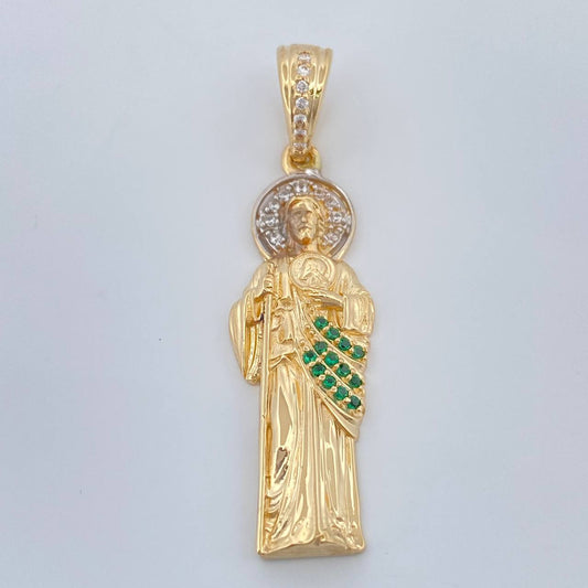 Dije San Judas Tadeo 4.3gr / 1 1/2 in / Dos Oros Amarillo Blanco 18K %