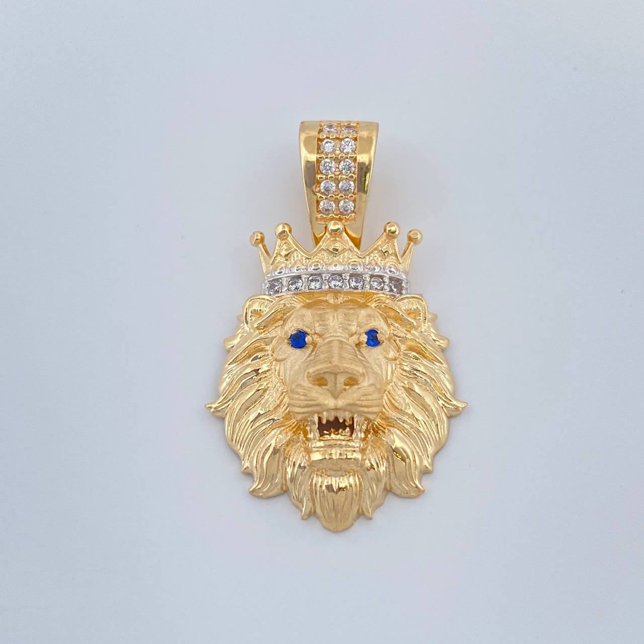 Dije Rostro Leon 3.65gr / 1 in / Dos Oros Amarillo Blanco 18K %