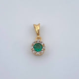 Dije Halo Esmeralda 0.85gr / 1/2 in /  Dos Oros Amarillo Blanco 18K %