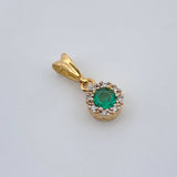 Dije Halo Esmeralda 0.85gr / 1/2 in /  Dos Oros Amarillo Blanco 18K %