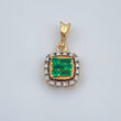 Dije Cuadrado Esmeralda 16 Pts Diamantes 08 Pts 1.4gr / 3/4 in / Oro Amarillo 18K %