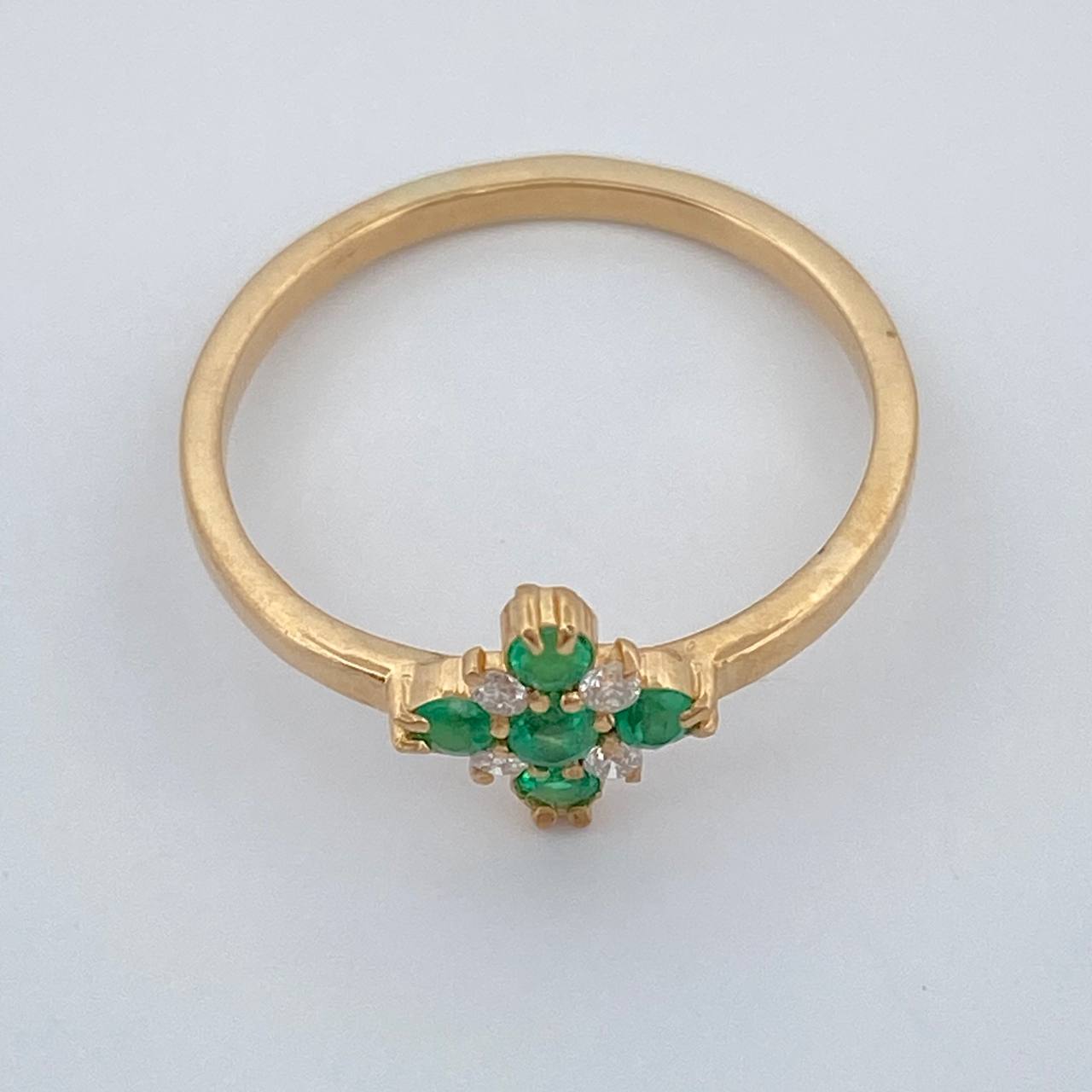 Anillo Girasol Esmeralda 2gr / T7 / Oro Amarillo 18K %