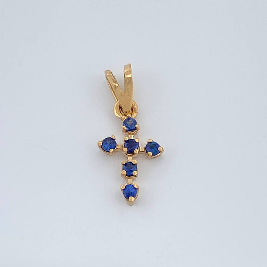 Dije Cruz Zafiros 0.3gr / 1/2 in / Oro Amarillo 18K %