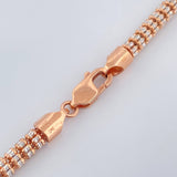 Cadena Ice 35.3gr / 26 1/4 in / 4.4mm Dos Oros Blanco Rosa +4 14K Italy &