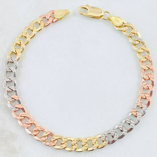 Pulso Cubano 7.3gr / 7 3/4 in / Tres Oros 14K Italy