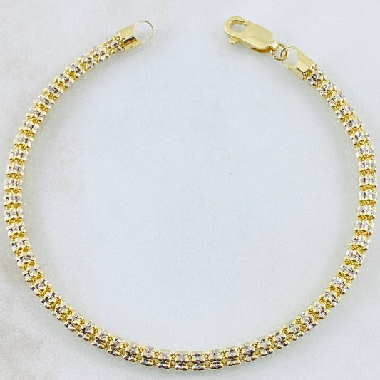 Ice Bracelet 6.15gr / 7in / Two Tone Yellow White 14K Italy