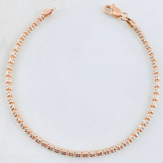 Ice Bracelet 4.1gr / 6 3/4 in / Two-Tone White and Rose Gold 14K Italy *