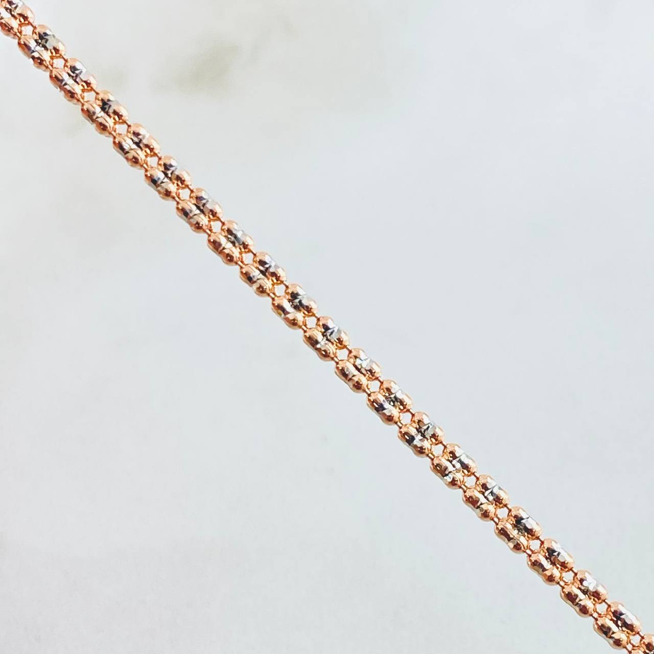 Ice Bracelet 4.1gr / 6 3/4 in / Two-Tone White and Rose Gold 14K Italy *