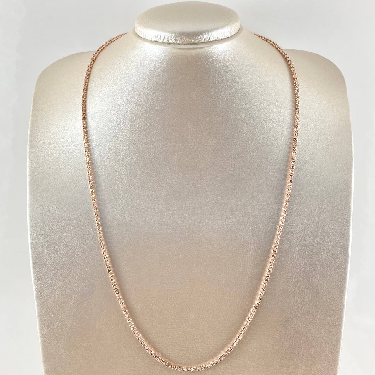 Cadena Ice 12.8gr / 23 1/2 in / Dos Oros Blanco Rosa 14K Italy