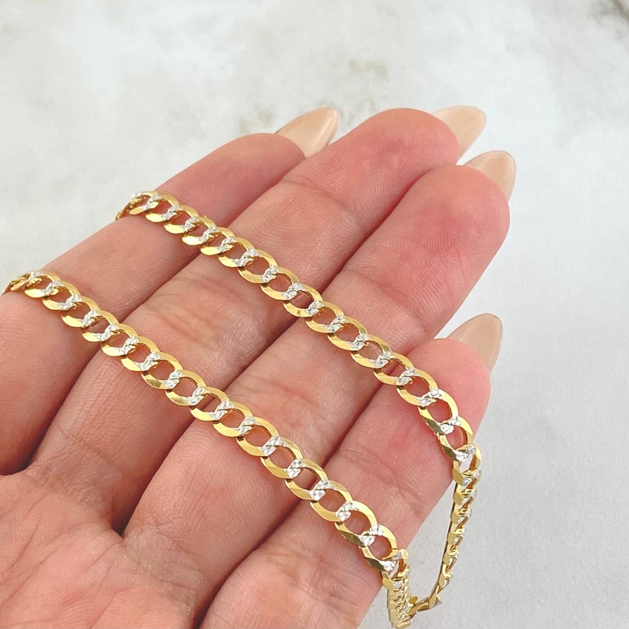 Cuban Links 18.15gr / 25 1/2 in / Two Tone Yellow White 18K +3 *