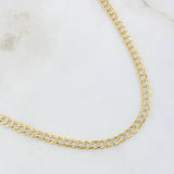 Cadena Cubana 8.3gr / 21 3/4 in / Dos Oros Amarillo Blanco +1 18K *