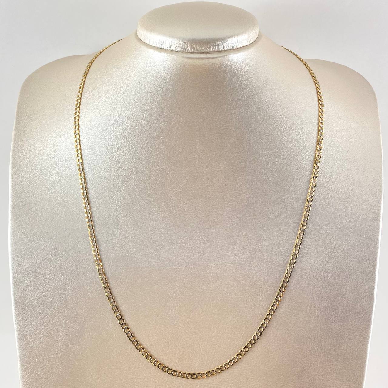 Cadena Cubana 8.3gr / 21 3/4 in / Dos Oros Amarillo Blanco +1 18K *