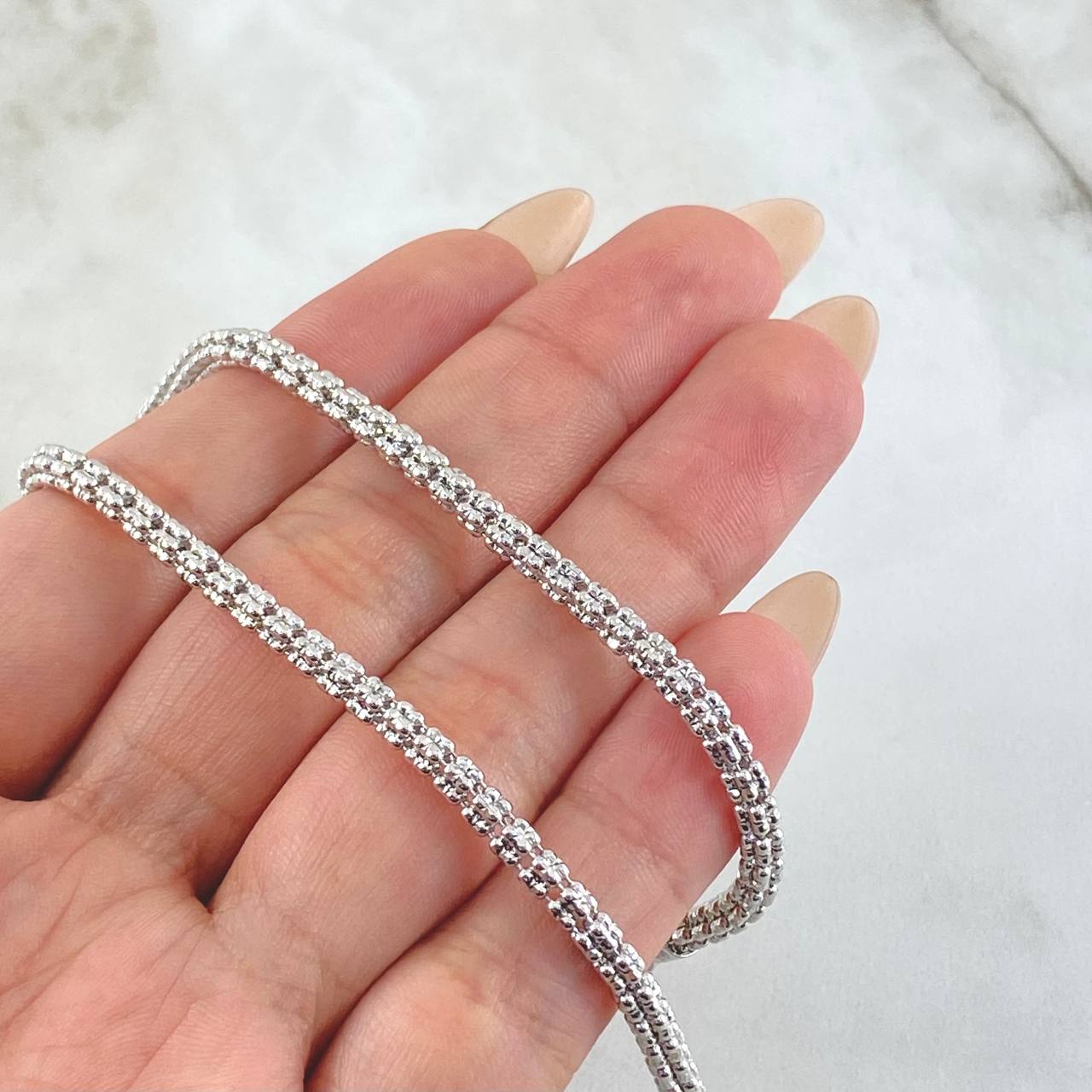 Ice Chain 21gr / 25 1/2 in / 3.4mm White Gold +4 18K *