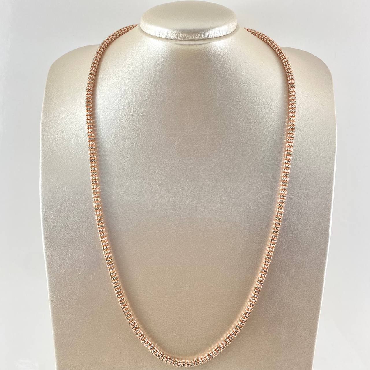 Cadena Ice 34.5gr / 25 1/2 in / Dos Oros Blanco Rosa 14K Italy ©