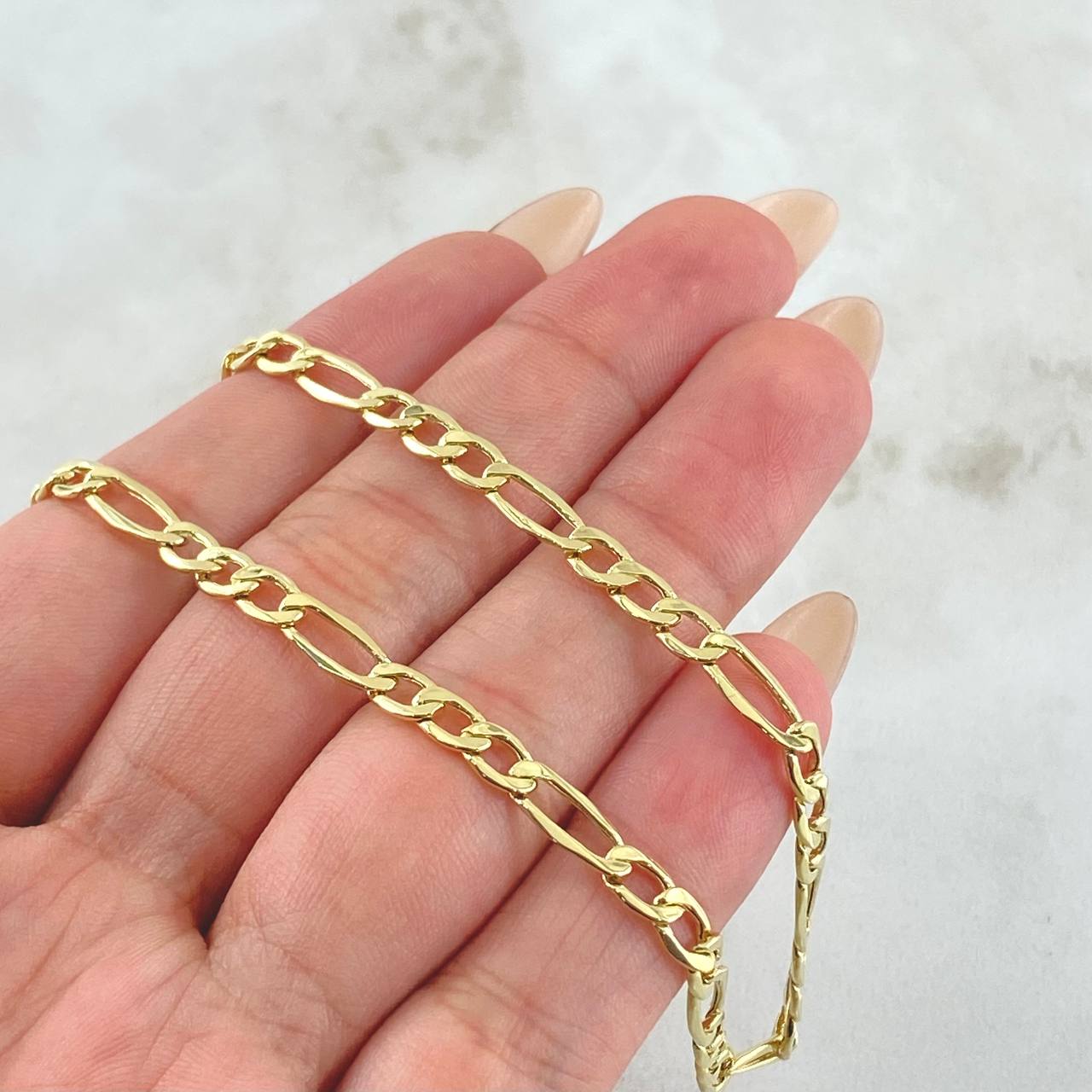 Cadena Figaro 6.6gr / 23 1/2 in / Oro Amarillo 14K Italy *