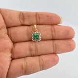 Dije Cuadrado Esmeralda 16 Pts Diamantes 08 Pts 1.4gr / 3/4 in / Oro Amarillo 18K %