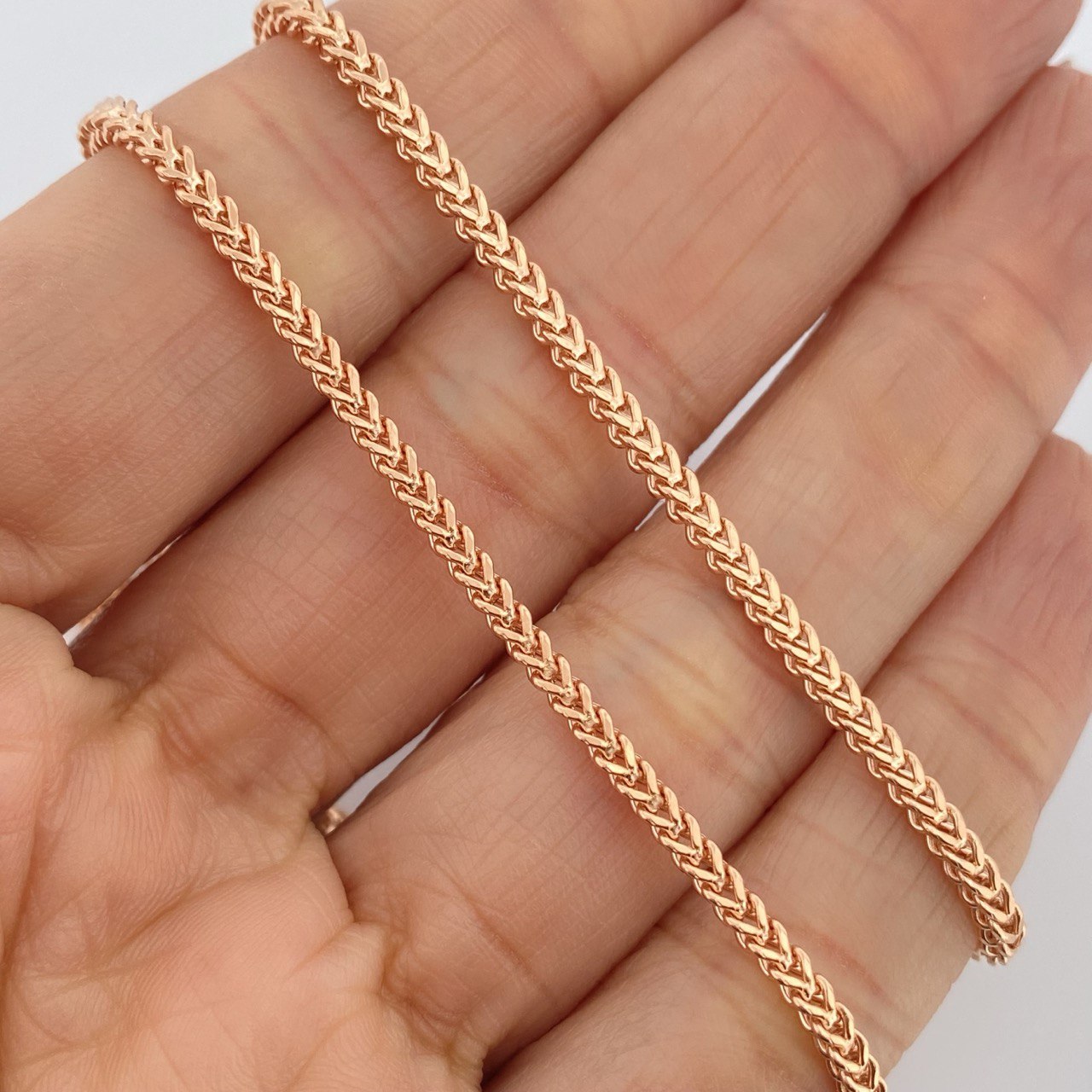 Cadena Franco 8.75gr / 23 1/2 in / 2.1mm Oro Rosa +3 18K &