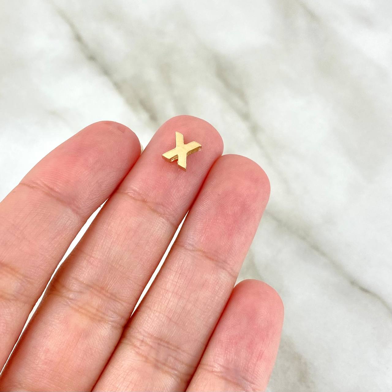 Charm Letter X 0.3gr / 0.5cm / Yellow Gold Drum