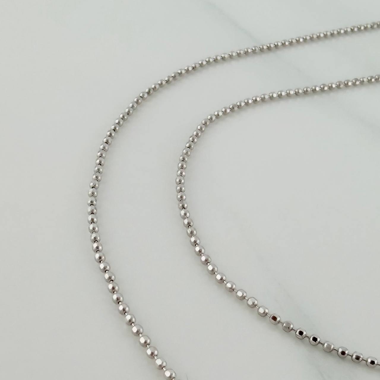 Cadena Militar 1.8gr / 44.7cm / 1mm Diamantada Oro Blanco +3 18K &