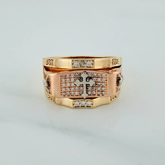 Anillo Cruz Cristos 10.8gr / T11 1/4 / Tres Oros 18K $