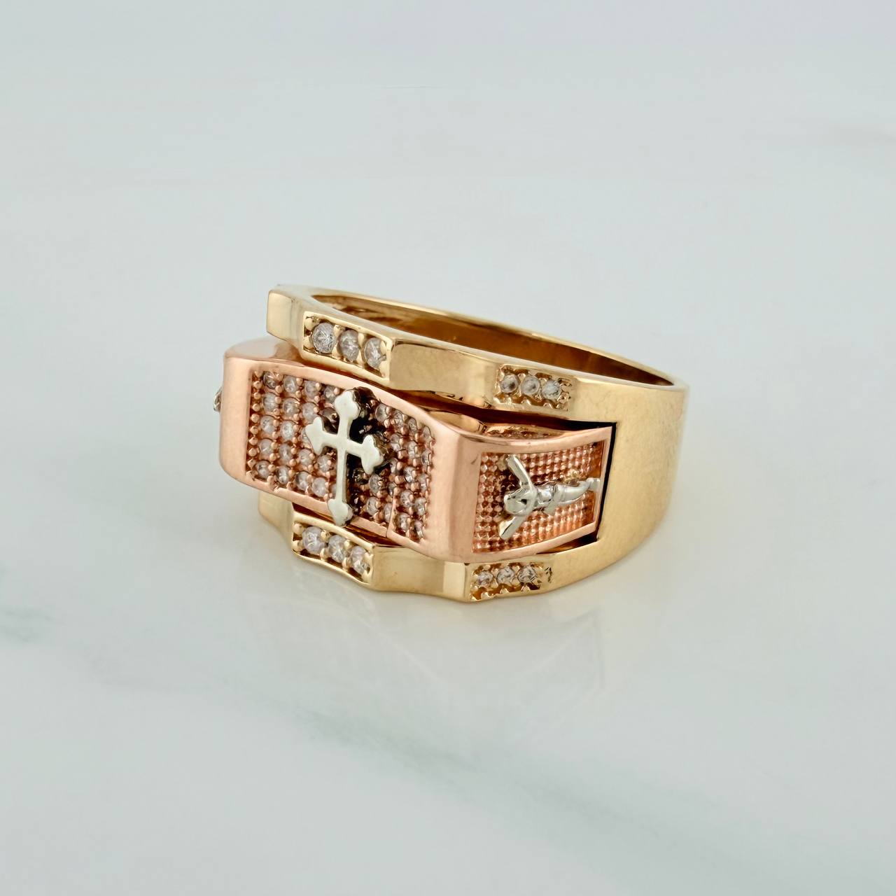 Anillo Cruz Cristos 10.8gr / T11 1/4 / Tres Oros 18K $