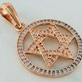 Dije Estrella De David 3.5gr / 1 1/4 in / Dos Oros Blanco Rosa 18K $