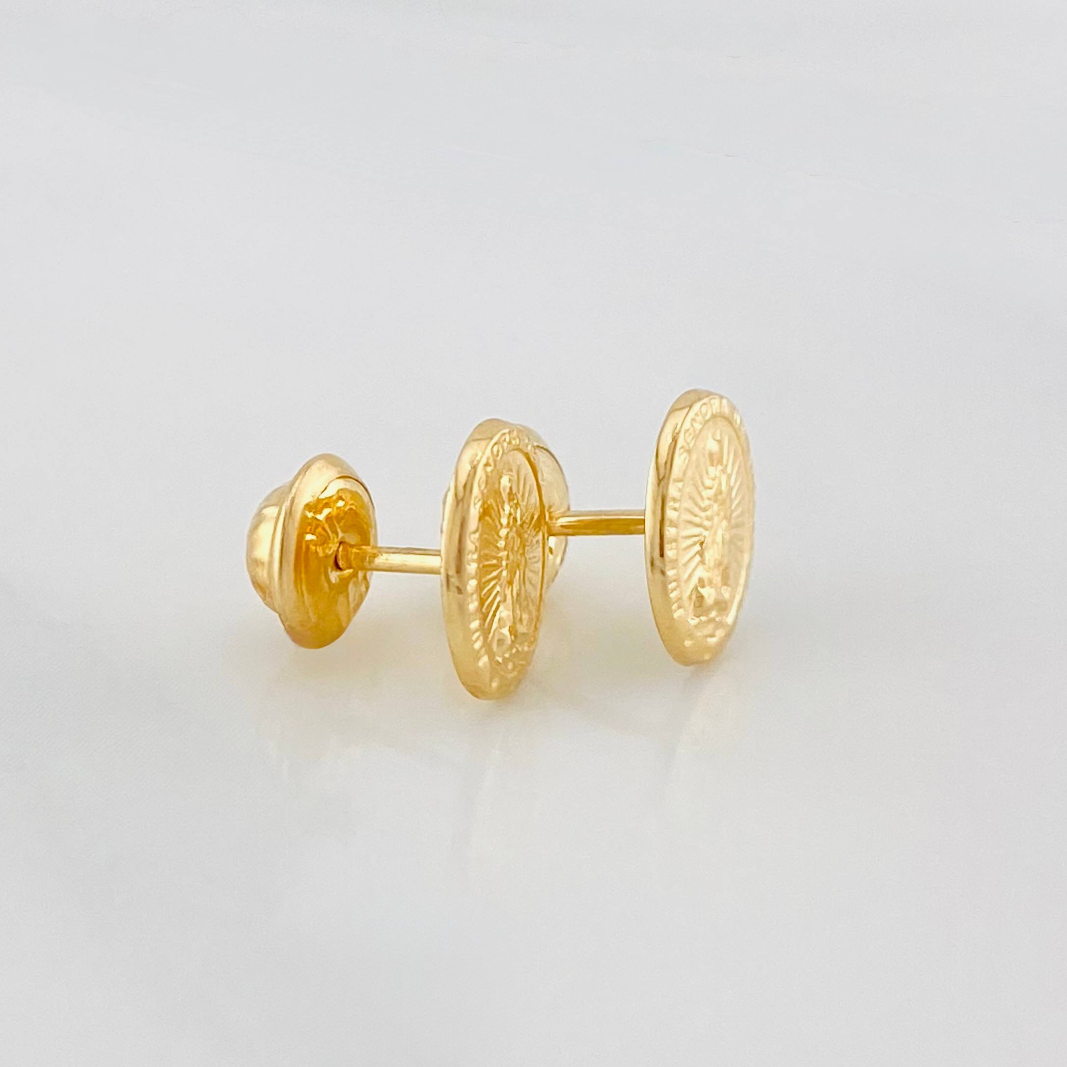Stud Earrings Virgen Guadalupe 0.65 g / in / 8.13 mm Yellow Gold 18K