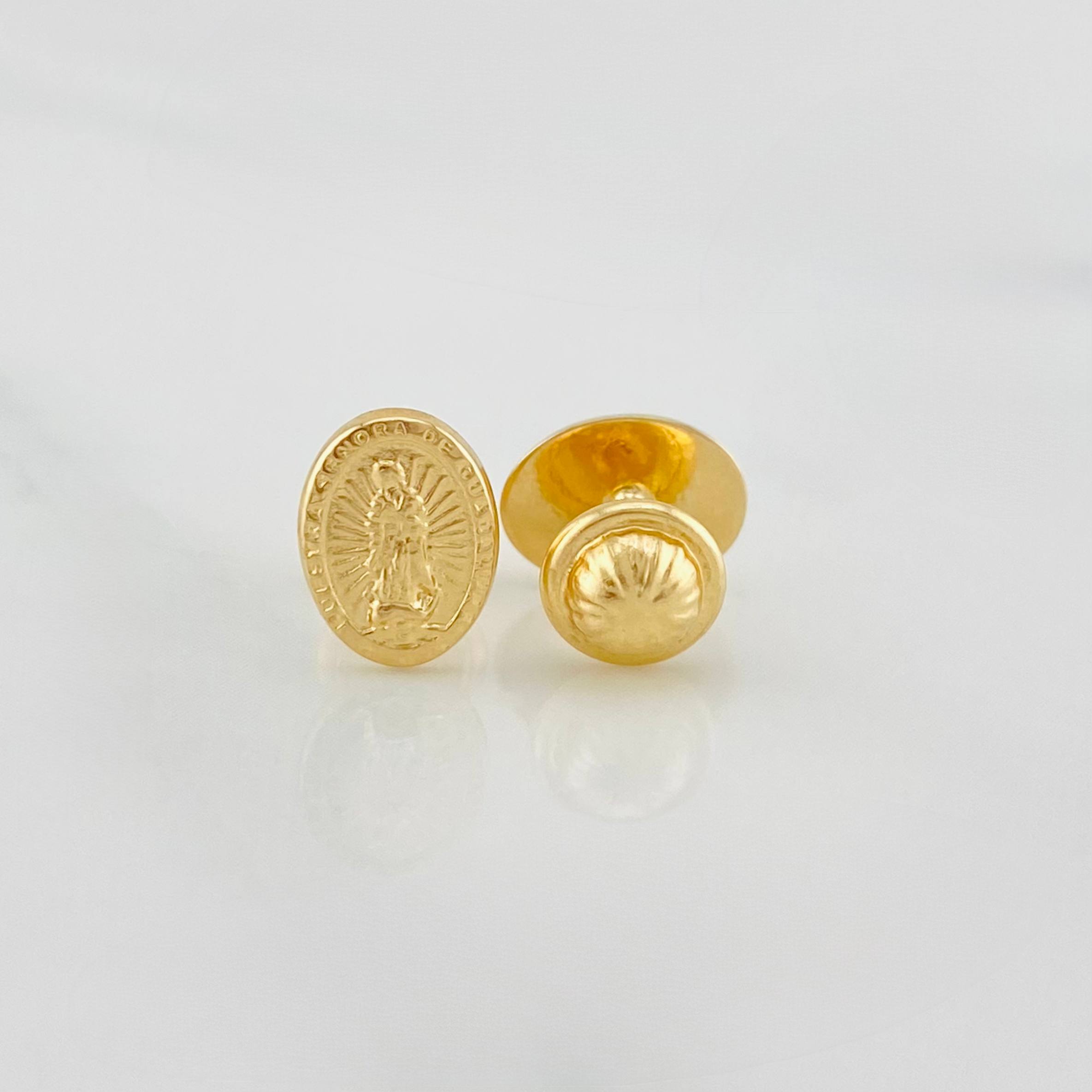 Stud Earrings Virgen Guadalupe 0.65 g / in / 8.13 mm Yellow Gold 18K