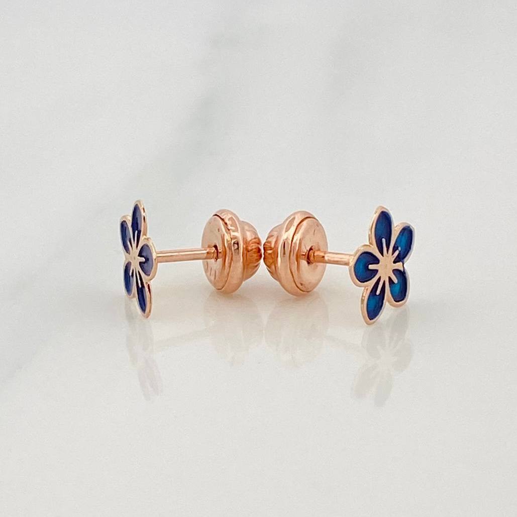 Stud Earrings Flower 0.65 g / in / 7.6 mm Rose Gold 18K