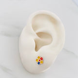 Stud Earrings Flower Tricolor 0.7 g / in / 7.5 mm Rose Gold 18K