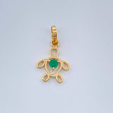 Dije Figura Tortuga Esmeralda 05 Pts 0.5gr / 3/4 in / Oro Amarillo 18K %