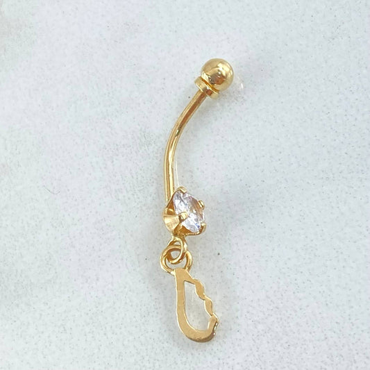 Navel Piercing Wing 0.55gr / 2.5cm / Special Pearl 18K Gold