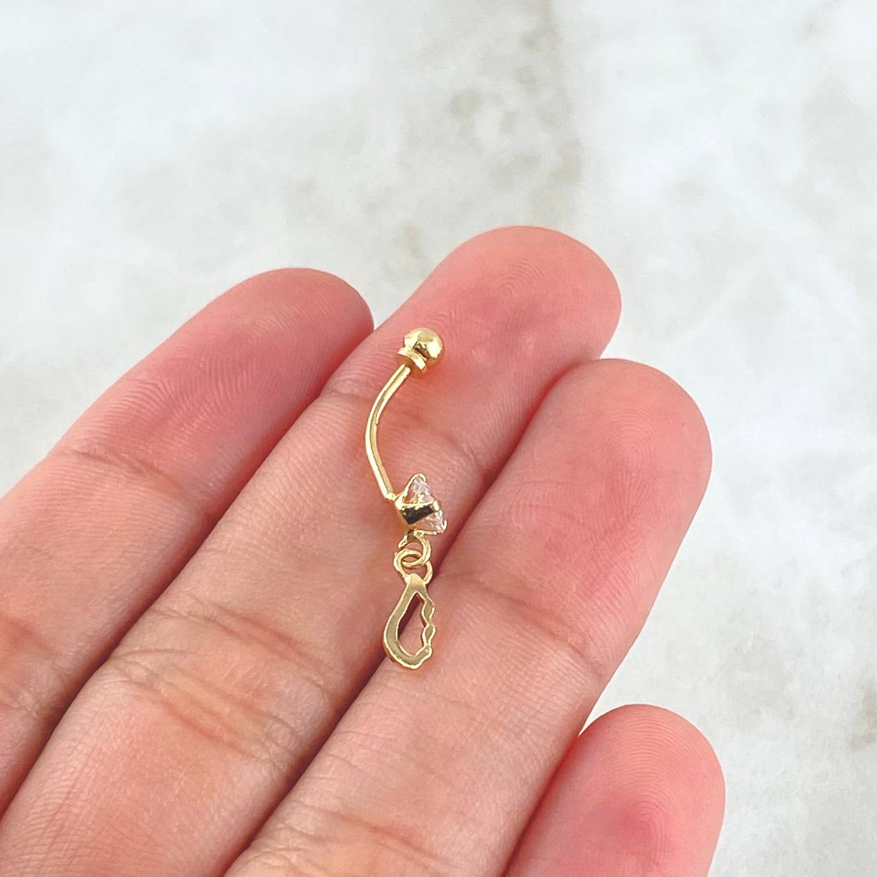 Navel Piercing Wing 0.55gr / 2.5cm / Special Pearl 18K Gold