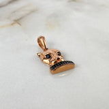 Pendant Panther Face 4.9gr / 3cm / Black Zircons Rose Gold