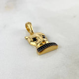 Pendant Panther Face 5.45gr / 3cm / Black Zircons Yellow Gold