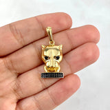 Pendant Panther Face 5.45gr / 3cm / Black Zircons Yellow Gold
