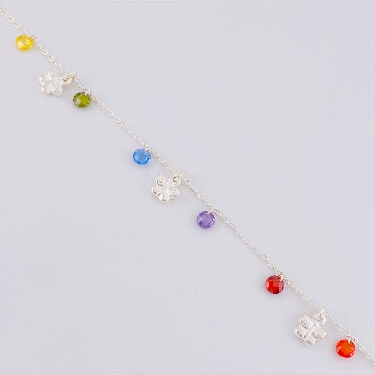 Tobillera Mariposas Colgantes 3.55g / 10 1/4 in / 1.2mm Plata 925