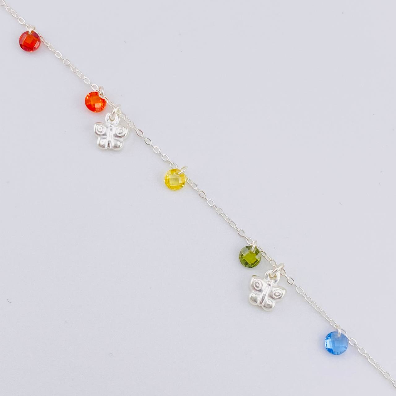 Anklet with Hanging Butterflies 3.55g / 10 1/2 in / 1.2mm Silver 925