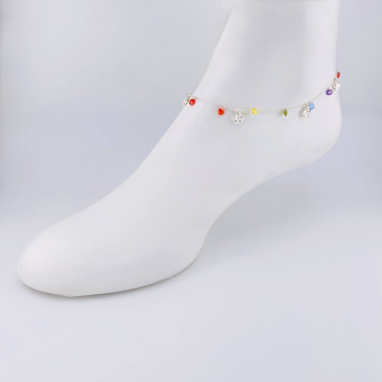 Anklet with Hanging Butterflies 3.55g / 10 1/2 in / 1.2mm Silver 925