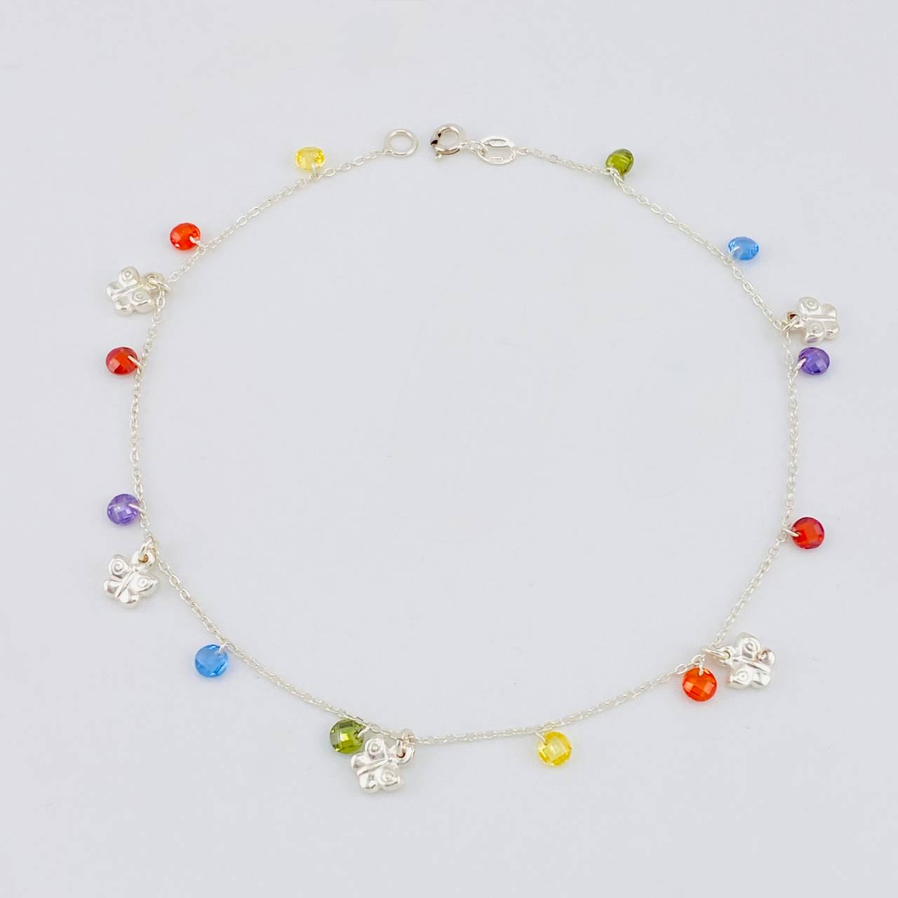 Tobillera Mariposas Colgantes 3.6g / 10 1/2 in / 1.2mm Plata 925