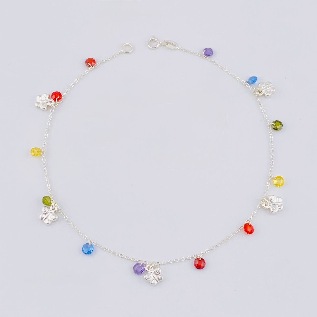 Anklet with Hanging Butterflies 3.55g / 10 1/4 in / 1.2mm Silver 925