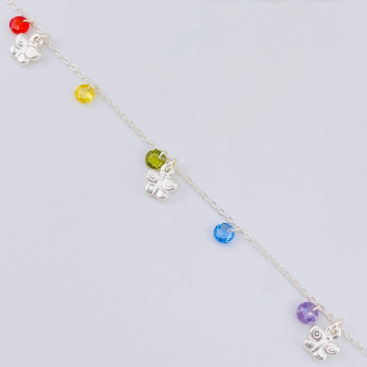 Anklet with Hanging Butterflies 3.55g / 10 1/4 in / 1.2mm Silver 925