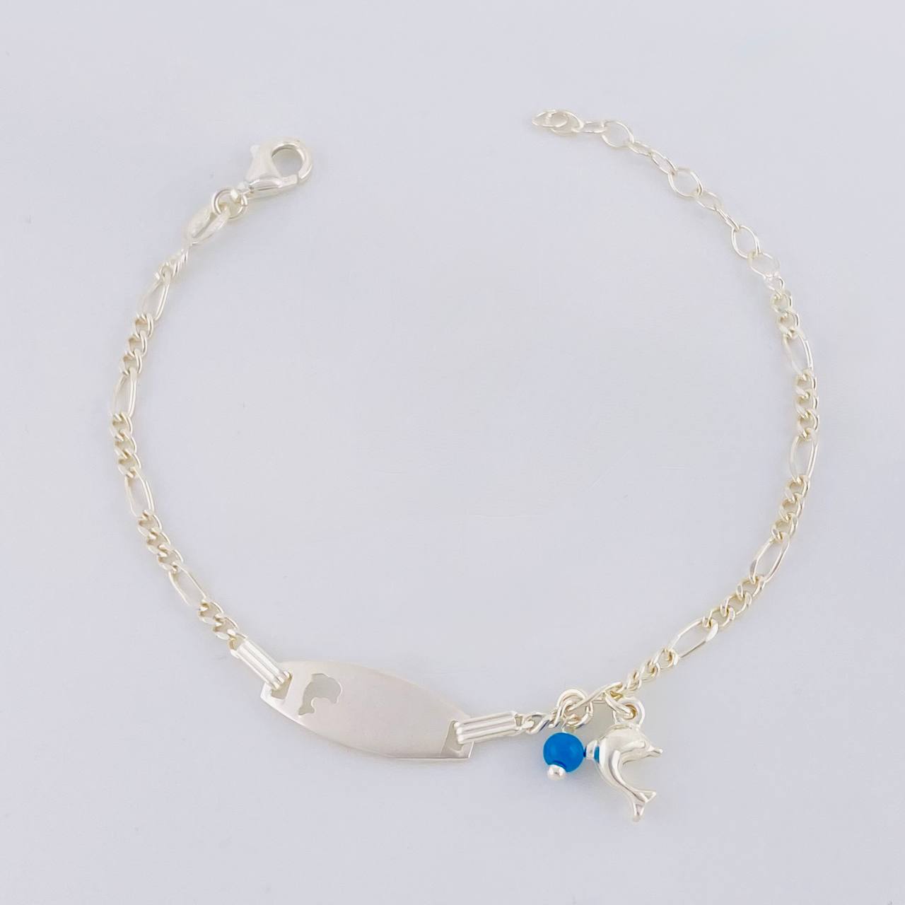 Figaro Bracelet Oval Plate Dolphin 2.7g / 7 in / 2.2mm Silver 925