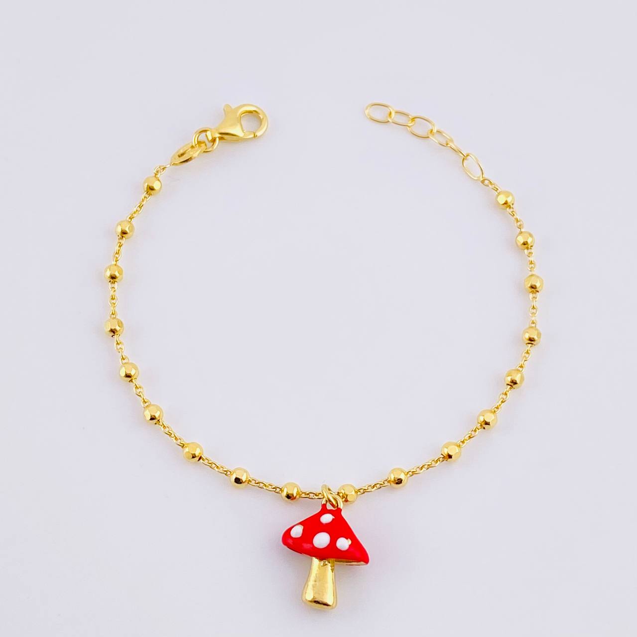 Mushroom Bracelet 3.1g / 6 1/4 in / 2.5mm Silver Vermeil 925