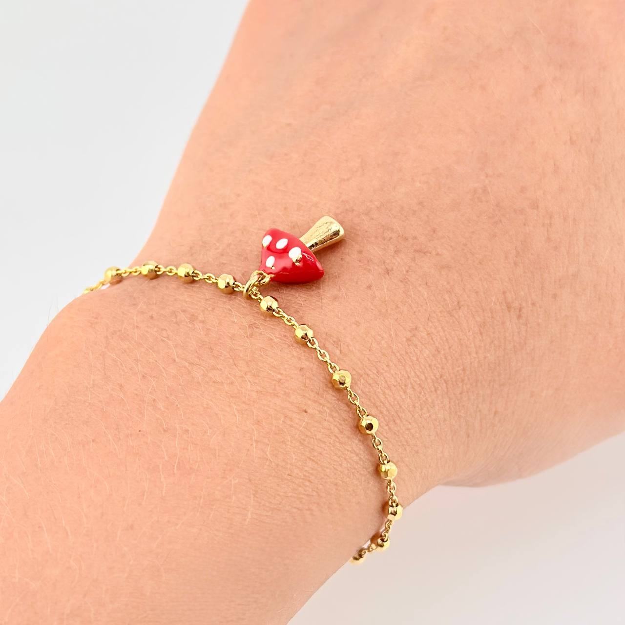 Mushroom Bracelet 3.1g / 6 1/4 in / 2.5mm Silver Vermeil 925