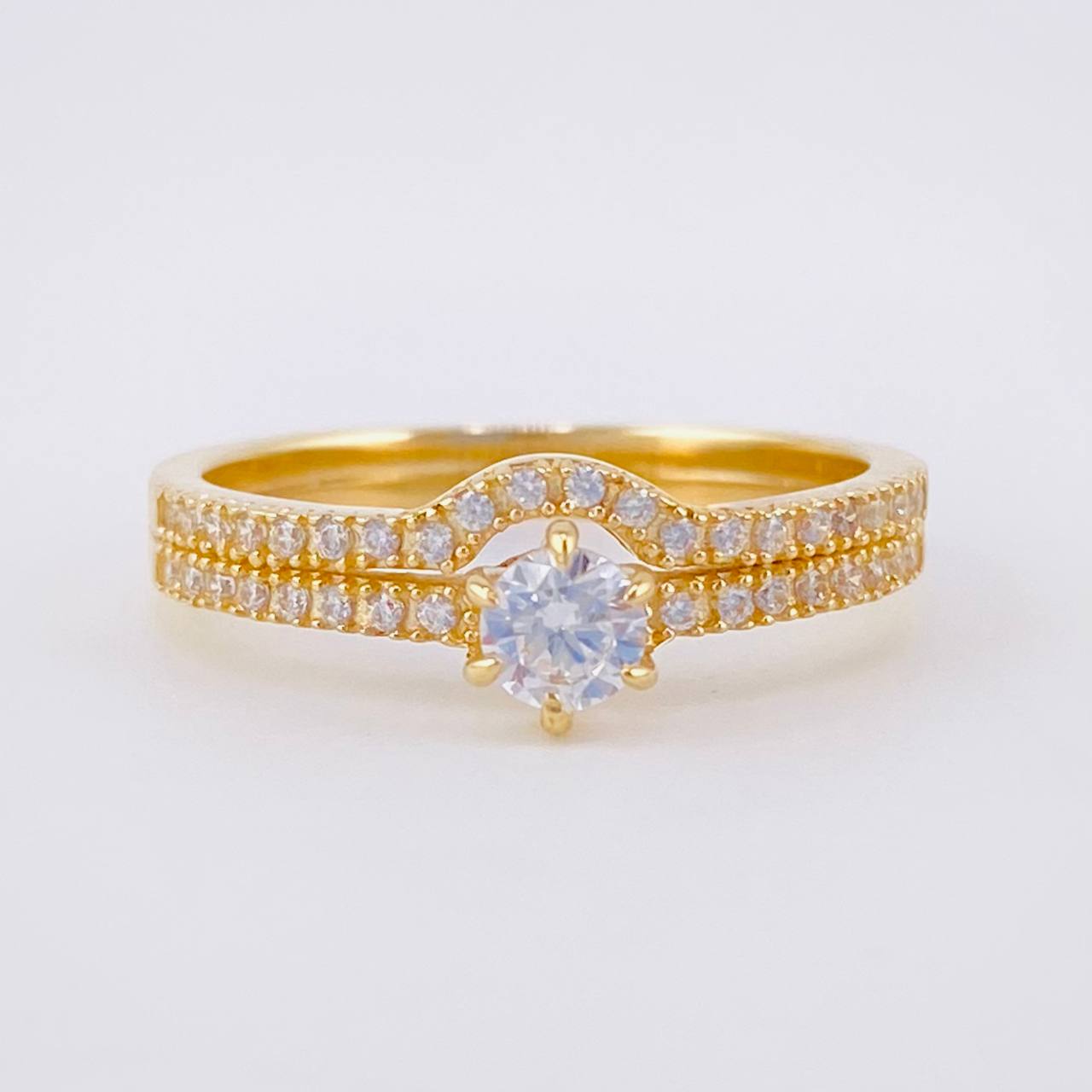 Anillo Solitario Doble Carril 3.6g / T7 1/2 Oro Amarillo 18K
