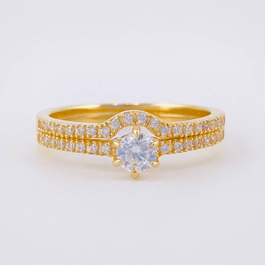 Anillo Solitario Doble Carril 3.6g / T7 1/2 Oro Amarillo 18K